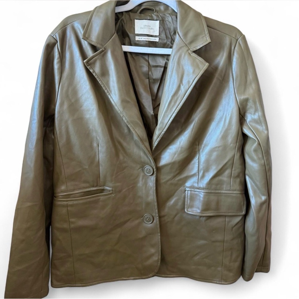 Urban Outfitters Olive Green Leather Blazer - XS
